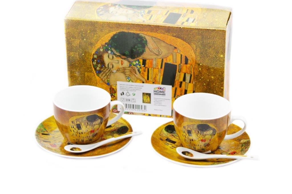 šapo porcelán 250 ml 2 + 2 + lžičky Klimt KISS středně silný por