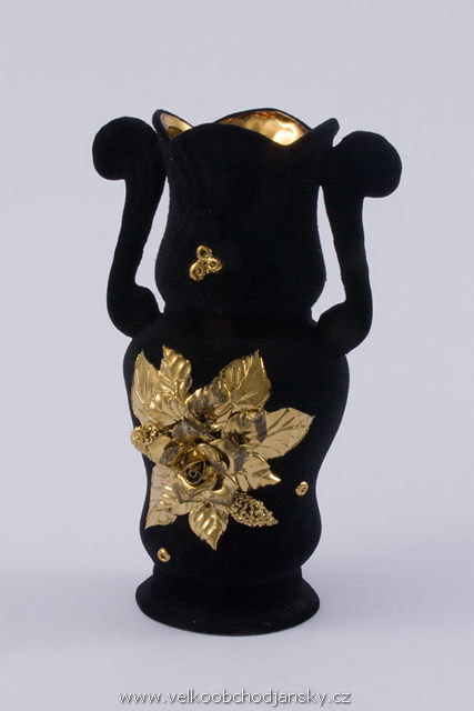 amforka 21 cm ČŘERNÝ samet + ruční zlaté zdobení