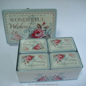 plechové dózy 5ks velká 26x18x9, uvnitř 4xdóza12x9x8,5cm