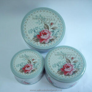 plechové dózy 3ks 20x9, 17x8,5, 14x7cm