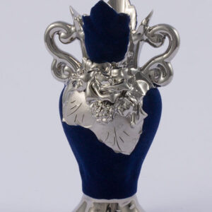 amforka 20 cm MODRÝ samet + ruční stříbrné zdobení