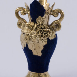amforka 20 cm MODRÝ samet + ruční zlaté zdobení