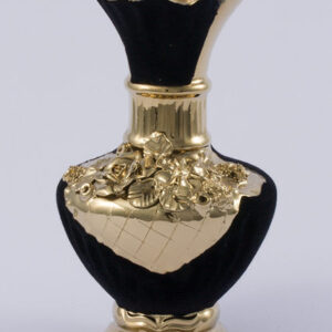 váza  23 cm ČERNÝ samet + ruční zlaté zdobení