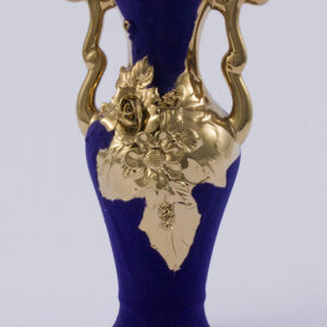 amforka 23 cm MODRÝ samet + ruční zlaté zdobení