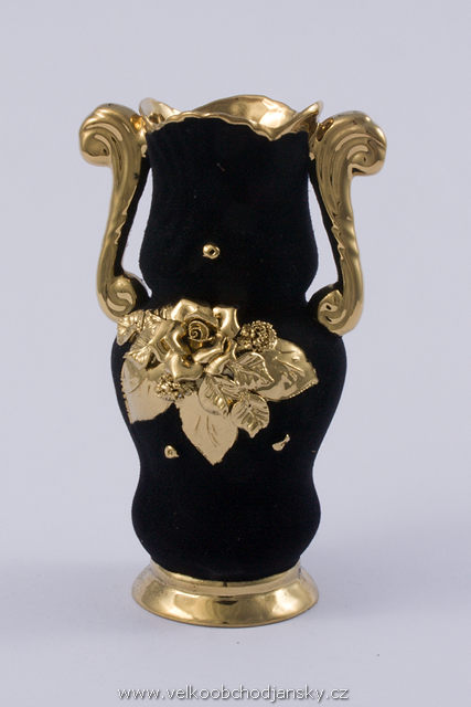 amforka 21 cm ČERNÝ samet + ruční zlaté zdobení