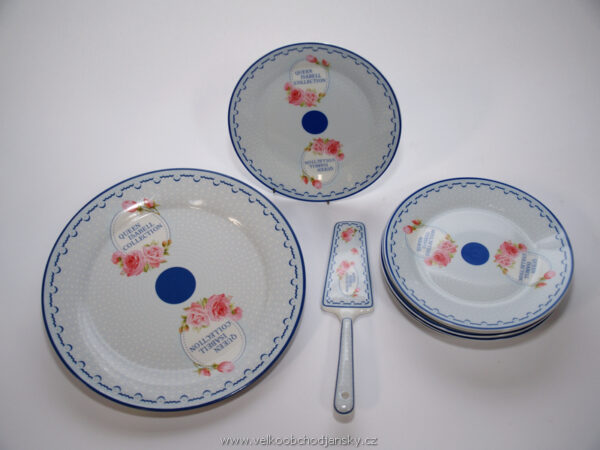 dezertní sada 6 + 1 + lopatka světle modrá ROSE