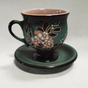 467.jpg samostatné šapo na nožce 200 ml ZELENÝ , email drobný květ