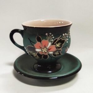 535.jpg samostatné šapo na nožce 200 ml ZELENÝ , email velký květ